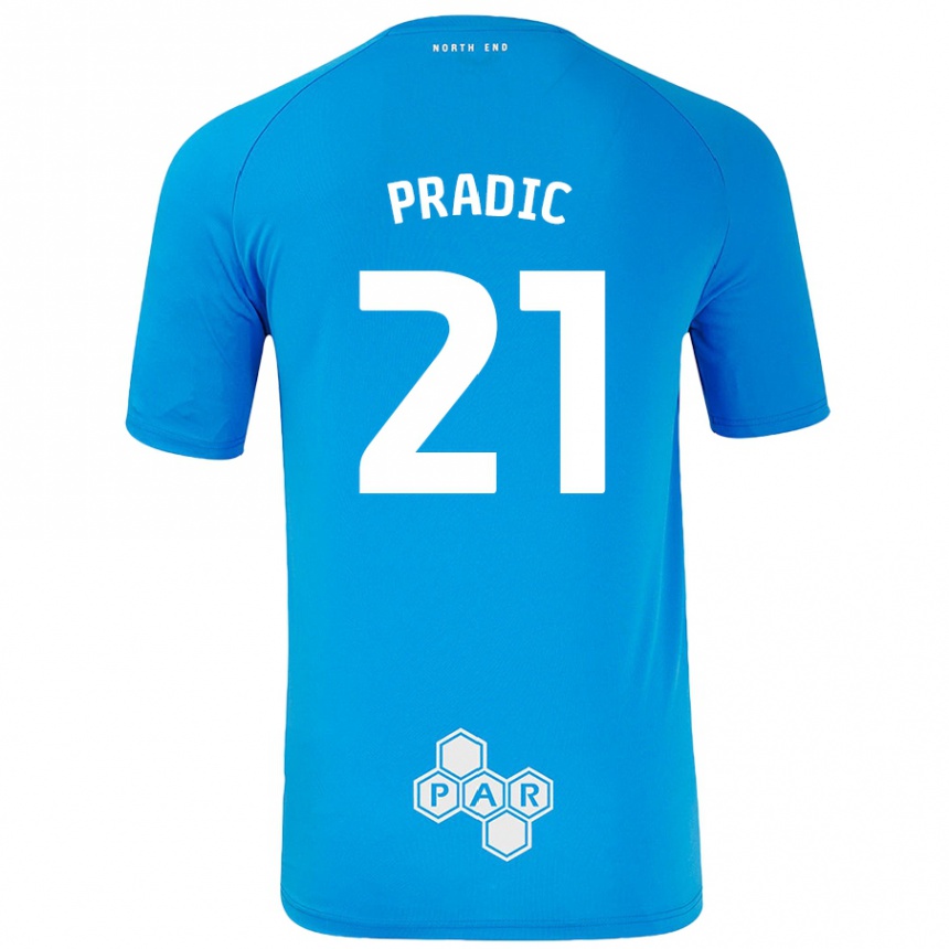 Kids Football James Pradic #21 Sky Blue Away Jersey 2024/25 T-Shirt Nz