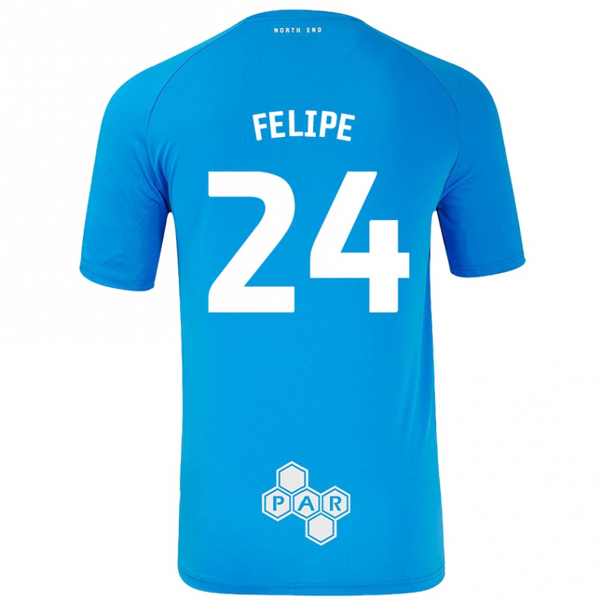 Kids Football Felipe #24 Sky Blue Away Jersey 2024/25 T-Shirt Nz