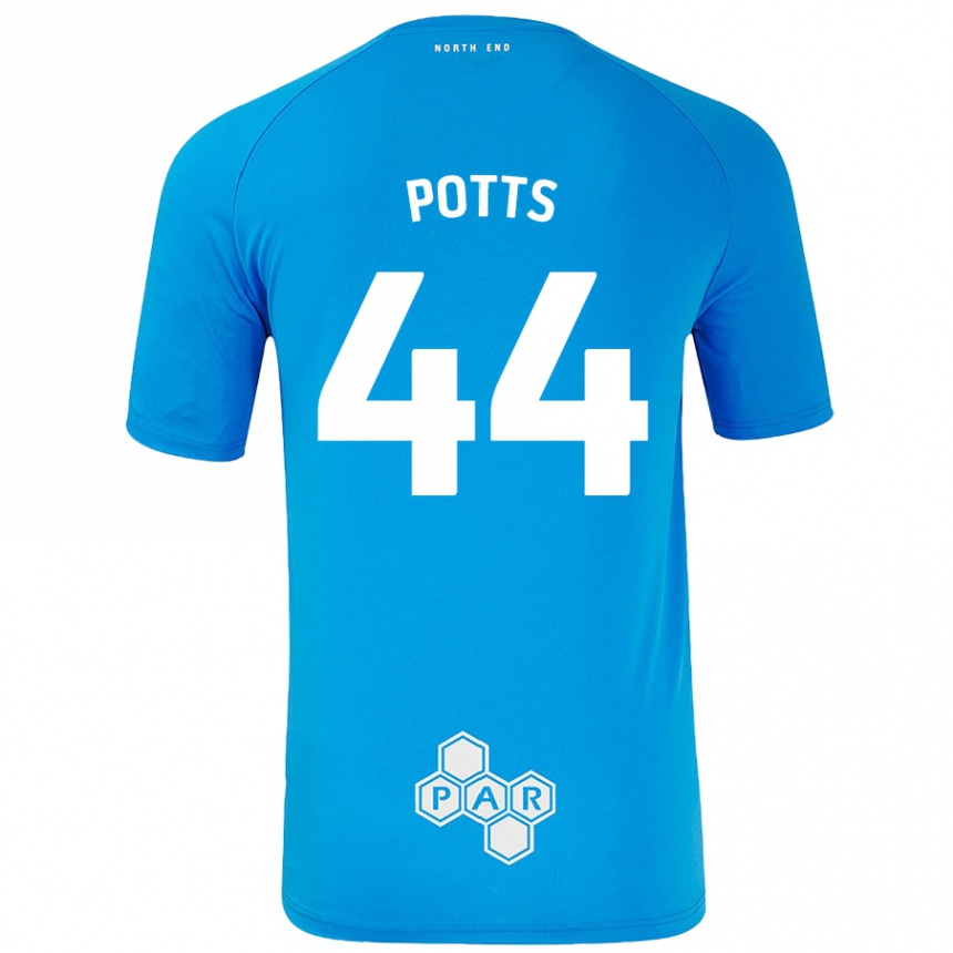 Kids Football Brad Potts #44 Sky Blue Away Jersey 2024/25 T-Shirt Nz