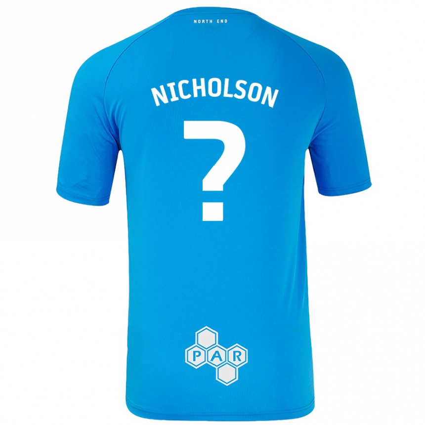 Kids Football Joseph Nicholson #0 Sky Blue Away Jersey 2024/25 T-Shirt Nz