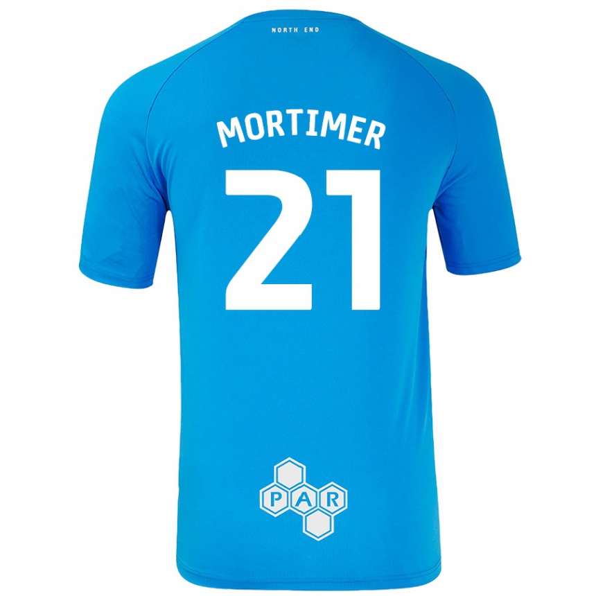 Kids Football Jodie Mortimer #21 Sky Blue Away Jersey 2024/25 T-Shirt Nz