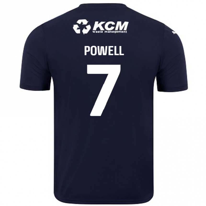 Kids Football Joe Powell #7 Navy Blue Away Jersey 2024/25 T-Shirt Nz