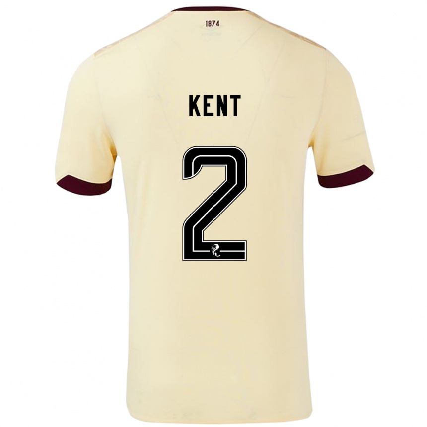 Kids Football Frankie Kent #2 Cream Burgundy Away Jersey 2024/25 T-Shirt Nz