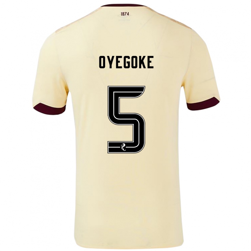 Kids Football Daniel Oyegoke #5 Cream Burgundy Away Jersey 2024/25 T-Shirt Nz