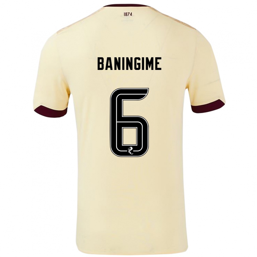 Kids Football Beni Baningime #6 Cream Burgundy Away Jersey 2024/25 T-Shirt Nz