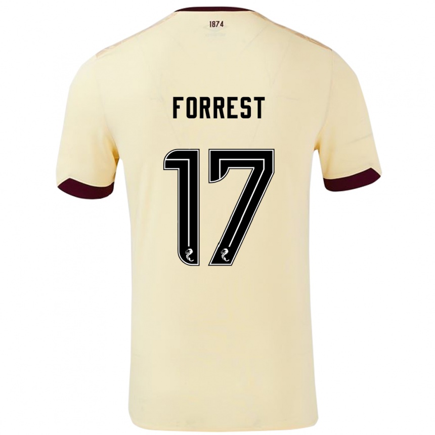 Kids Football Alan Forrest #17 Cream Burgundy Away Jersey 2024/25 T-Shirt Nz