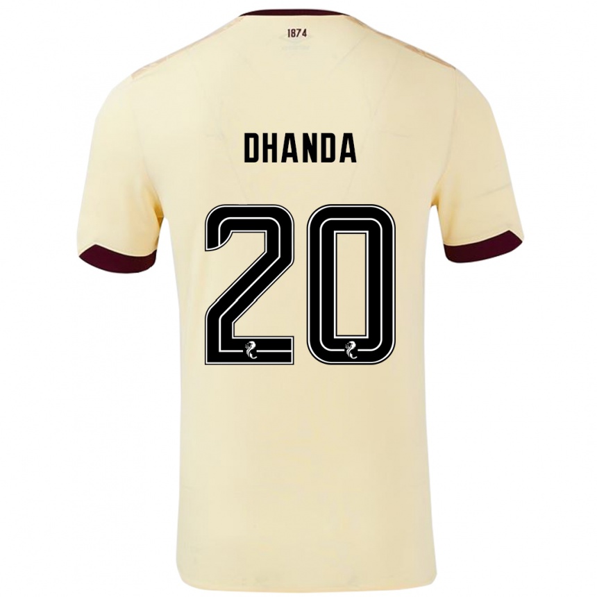 Kids Football Yan Dhanda #20 Cream Burgundy Away Jersey 2024/25 T-Shirt Nz