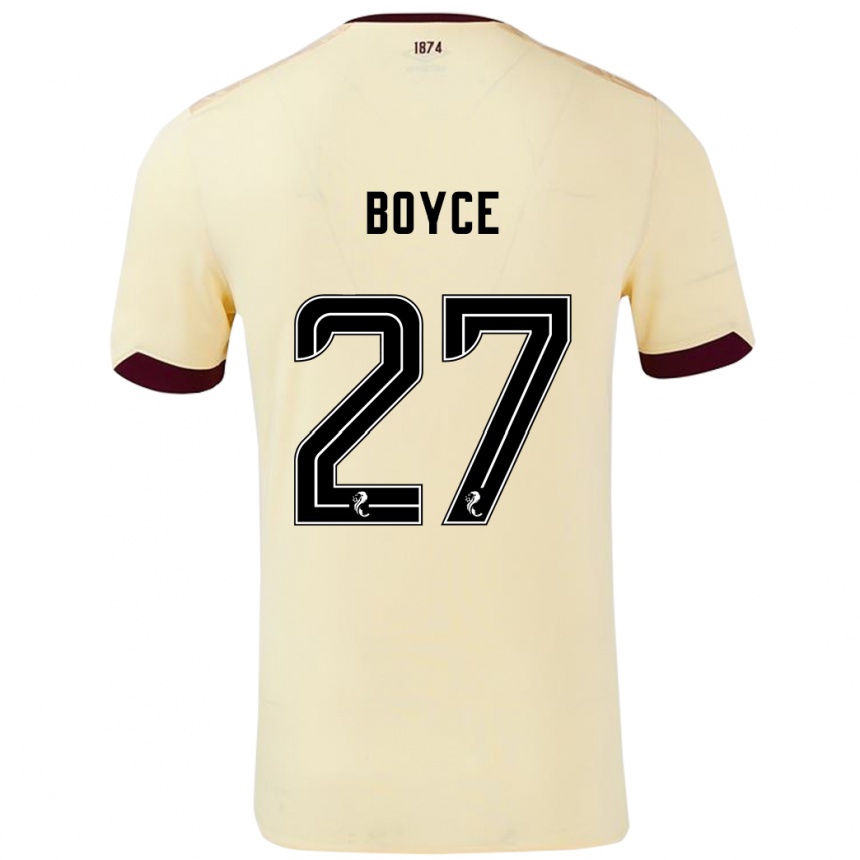 Kids Football Liam Boyce #27 Cream Burgundy Away Jersey 2024/25 T-Shirt Nz