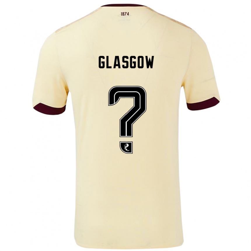 Kids Football Euan Glasgow #0 Cream Burgundy Away Jersey 2024/25 T-Shirt Nz