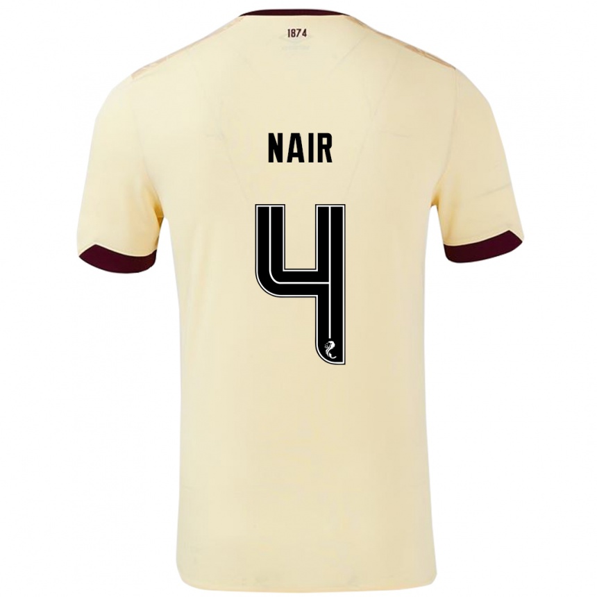 Kids Football Kenzi Nair #4 Cream Burgundy Away Jersey 2024/25 T-Shirt Nz