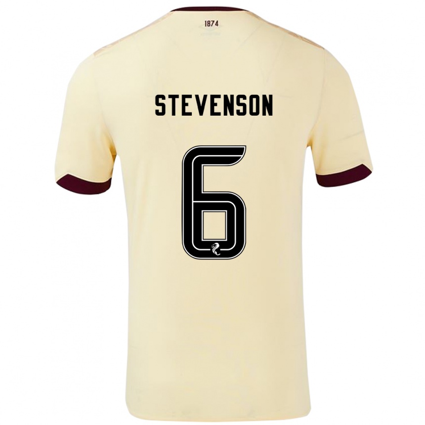 Kids Football Gus Stevenson #6 Cream Burgundy Away Jersey 2024/25 T-Shirt Nz