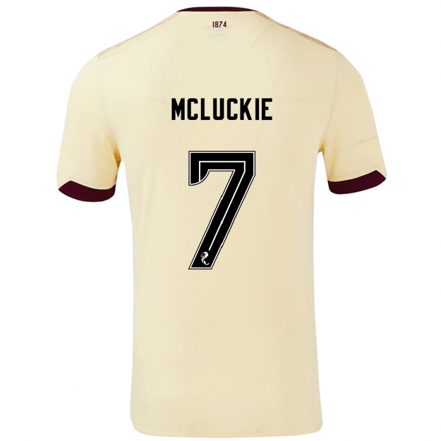 Kids Football Bobby Mcluckie #7 Cream Burgundy Away Jersey 2024/25 T-Shirt Nz