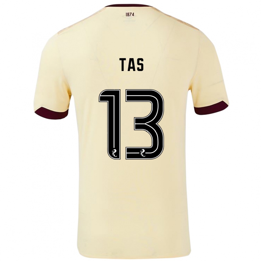 Kids Football Lyndon Tas #13 Cream Burgundy Away Jersey 2024/25 T-Shirt Nz