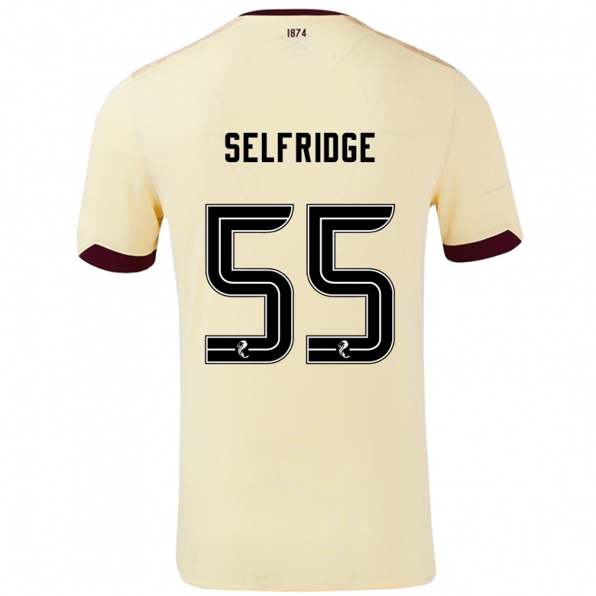 Kids Football Louis Selfridge #55 Cream Burgundy Away Jersey 2024/25 T-Shirt Nz