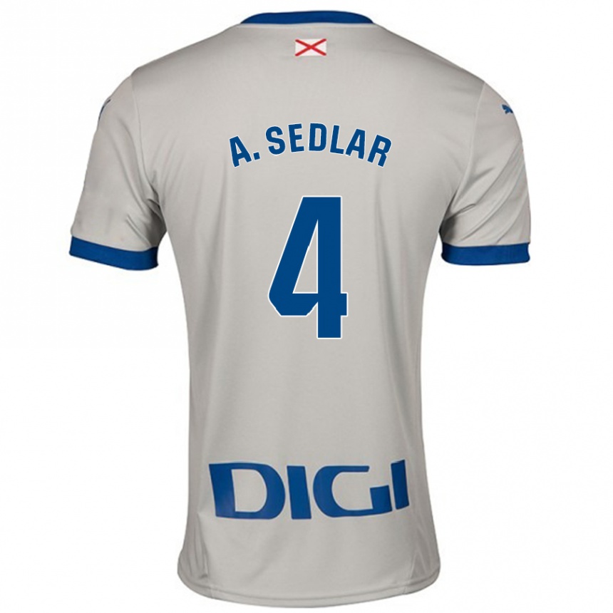 Kids Football Aleksandar Sedlar #4 Light Gray Away Jersey 2024/25 T-Shirt Nz