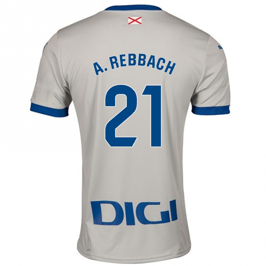 Kids Football Abde Rebbach #21 Light Gray Away Jersey 2024/25 T-Shirt Nz