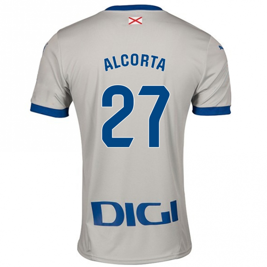 Kids Football Alaitz Alcorta #27 Light Gray Away Jersey 2024/25 T-Shirt Nz