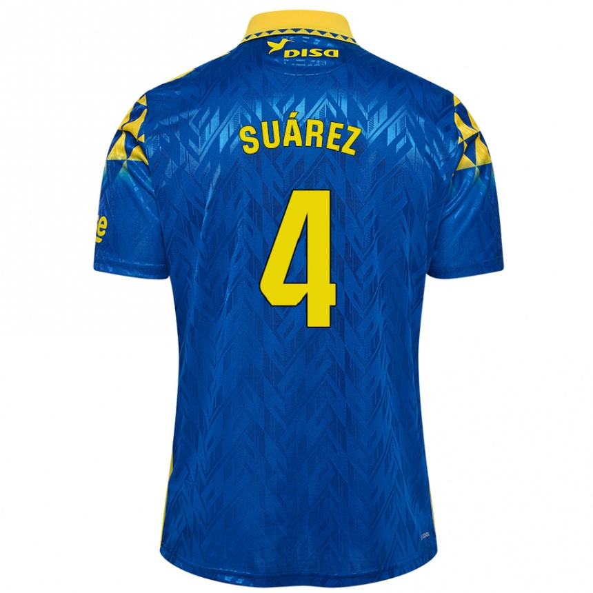 Kids Football Alex Suárez #4 Blue Yellow Away Jersey 2024/25 T-Shirt Nz