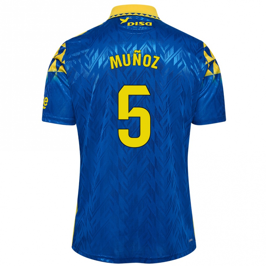 Kids Football Javi Muñoz #5 Blue Yellow Away Jersey 2024/25 T-Shirt Nz