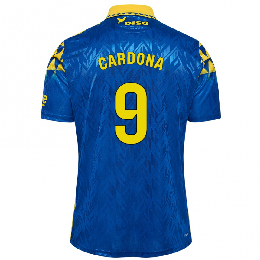 Kids Football Marc Cardona #9 Blue Yellow Away Jersey 2024/25 T-Shirt Nz