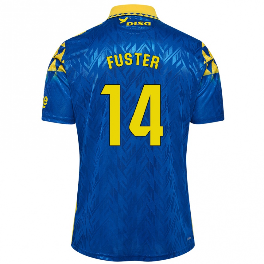 Kids Football Manu Fuster #14 Blue Yellow Away Jersey 2024/25 T-Shirt Nz