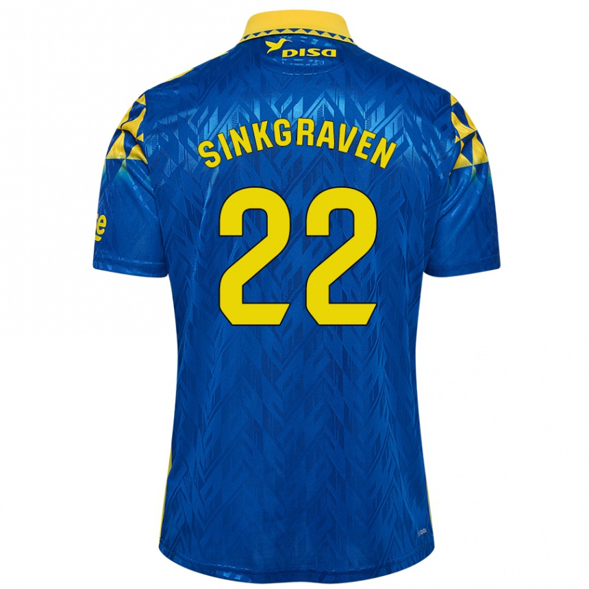 Kids Football Daley Sinkgraven #22 Blue Yellow Away Jersey 2024/25 T-Shirt Nz