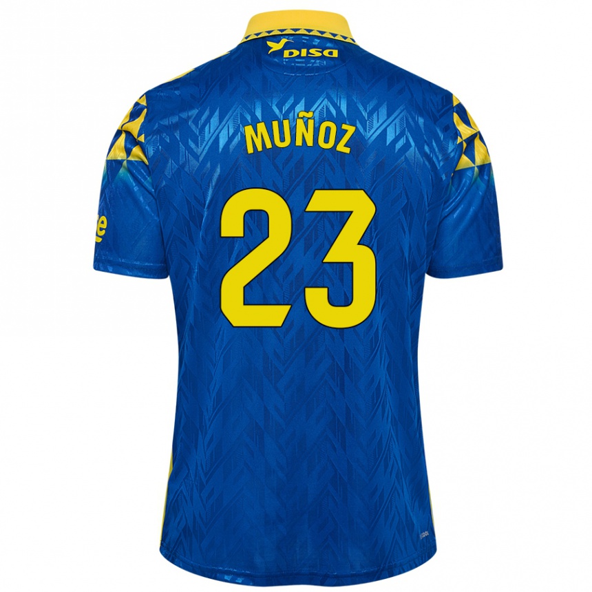 Kids Football Álex Muñoz #23 Blue Yellow Away Jersey 2024/25 T-Shirt Nz