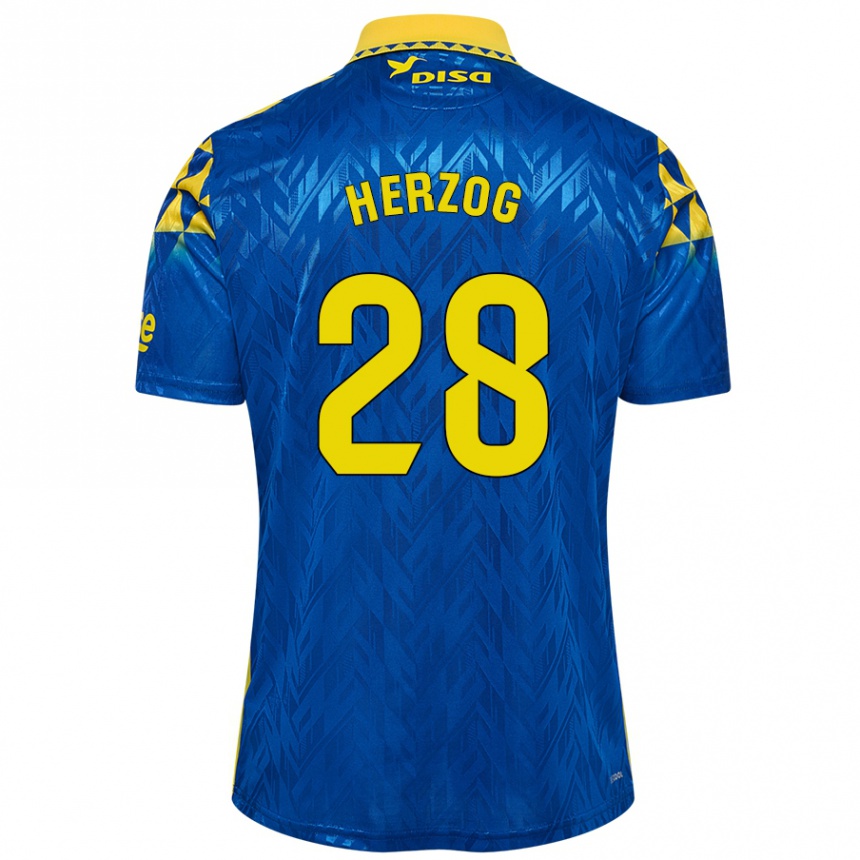 Kids Football Juanma Herzog #28 Blue Yellow Away Jersey 2024/25 T-Shirt Nz