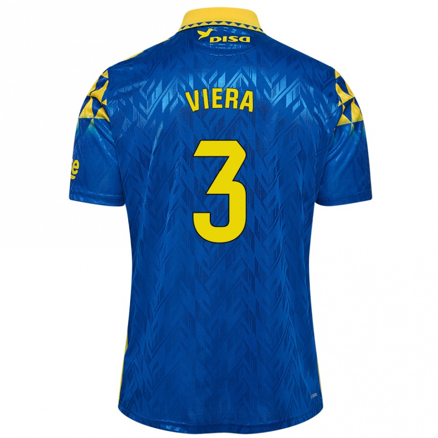 Kids Football Óliver Viera #3 Blue Yellow Away Jersey 2024/25 T-Shirt Nz