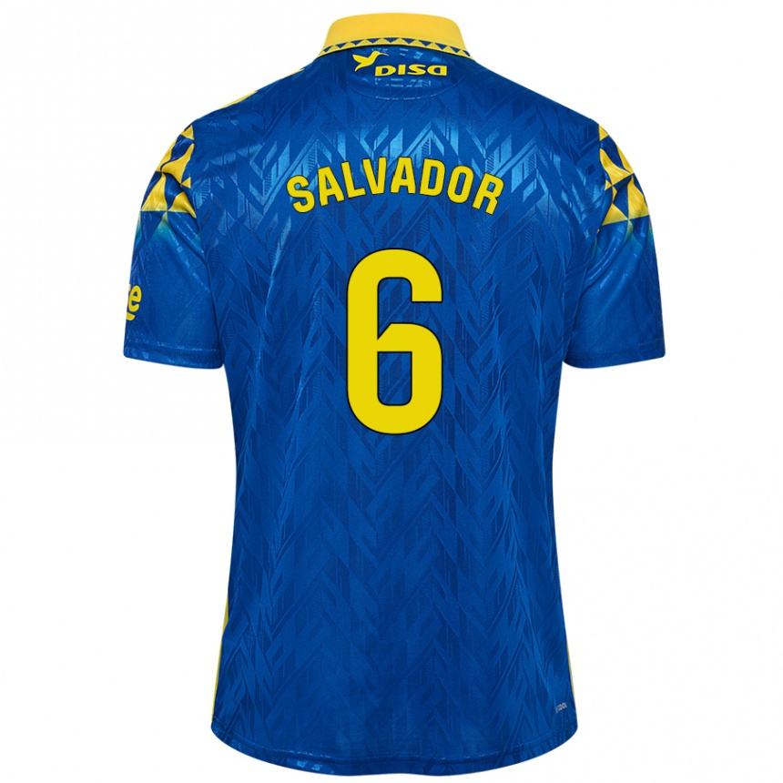 Kids Football Pol Salvador #6 Blue Yellow Away Jersey 2024/25 T-Shirt Nz