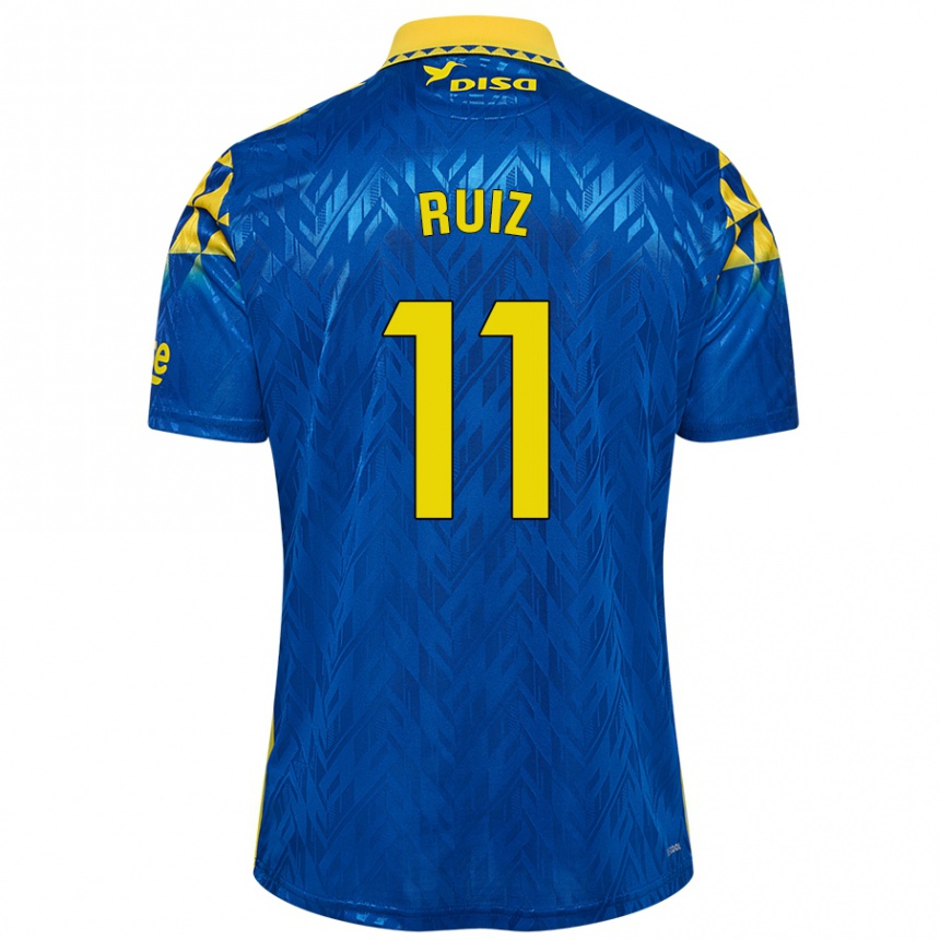 Kids Football Sergio Ruiz #11 Blue Yellow Away Jersey 2024/25 T-Shirt Nz