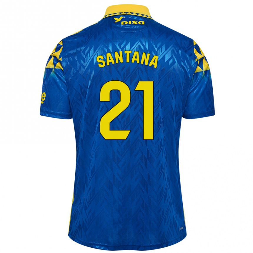 Kids Football Yadam Santana #21 Blue Yellow Away Jersey 2024/25 T-Shirt Nz