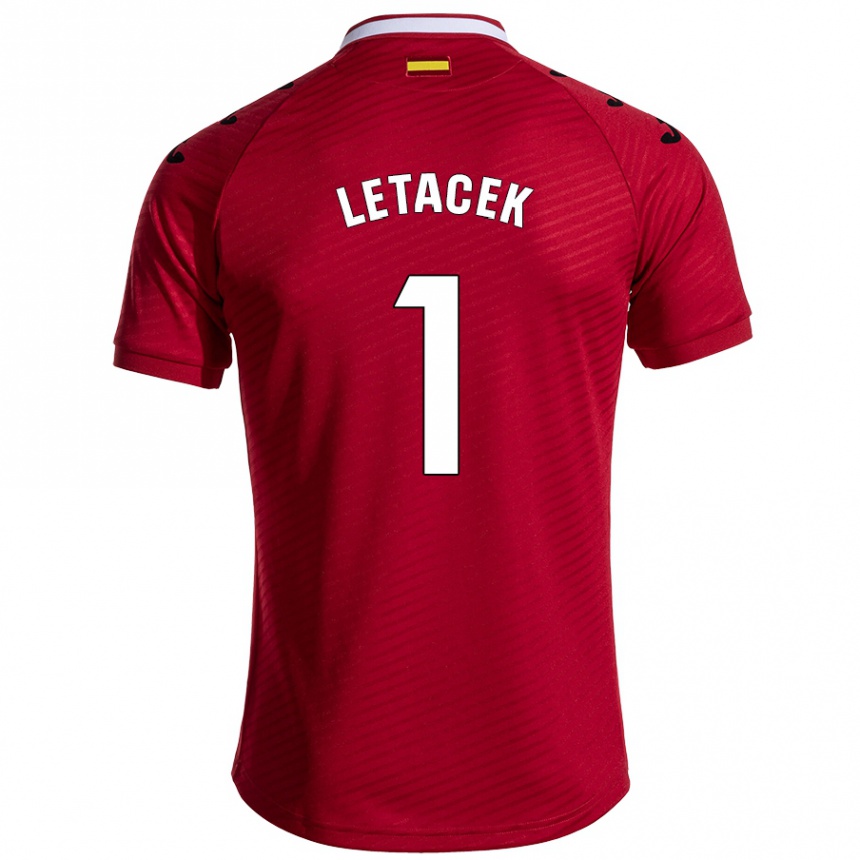 Kids Football Jiri Letacek #1 Dark Red Away Jersey 2024/25 T-Shirt Nz