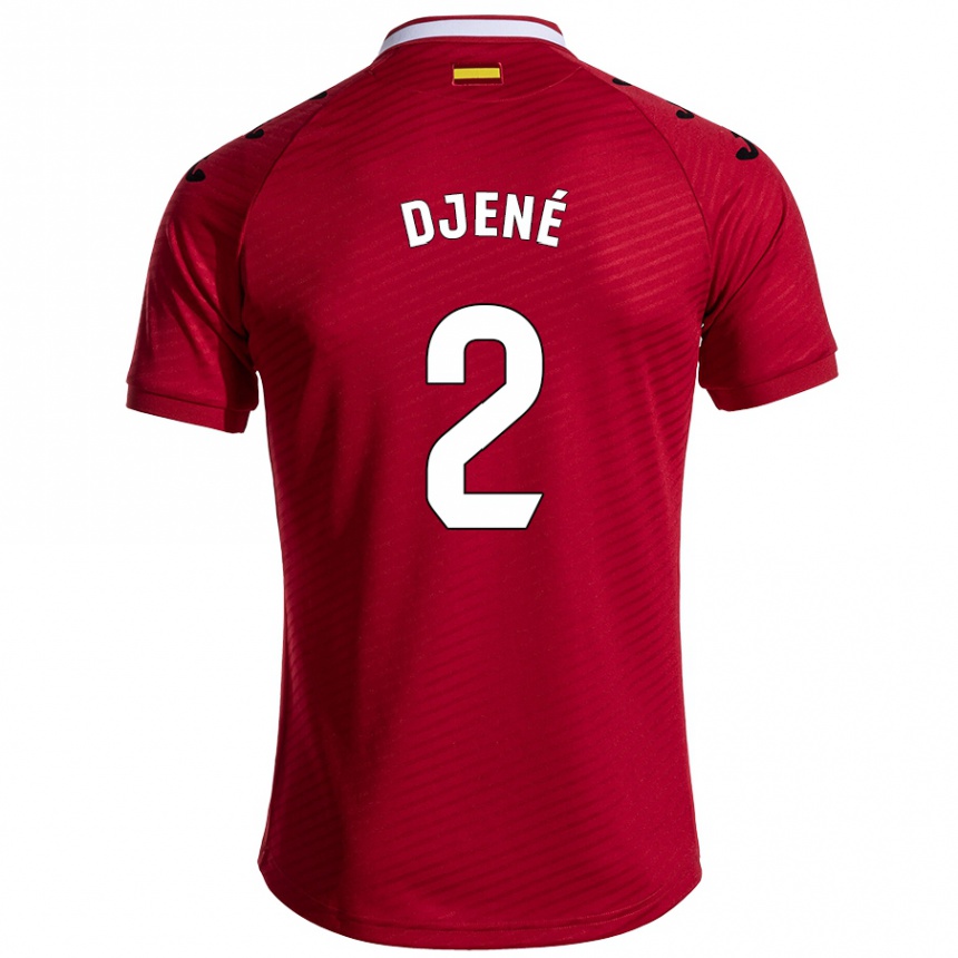 Kids Football Djené #2 Dark Red Away Jersey 2024/25 T-Shirt Nz