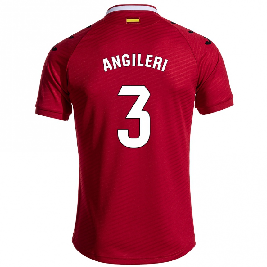 Kids Football Fabrizio Angileri #3 Dark Red Away Jersey 2024/25 T-Shirt Nz