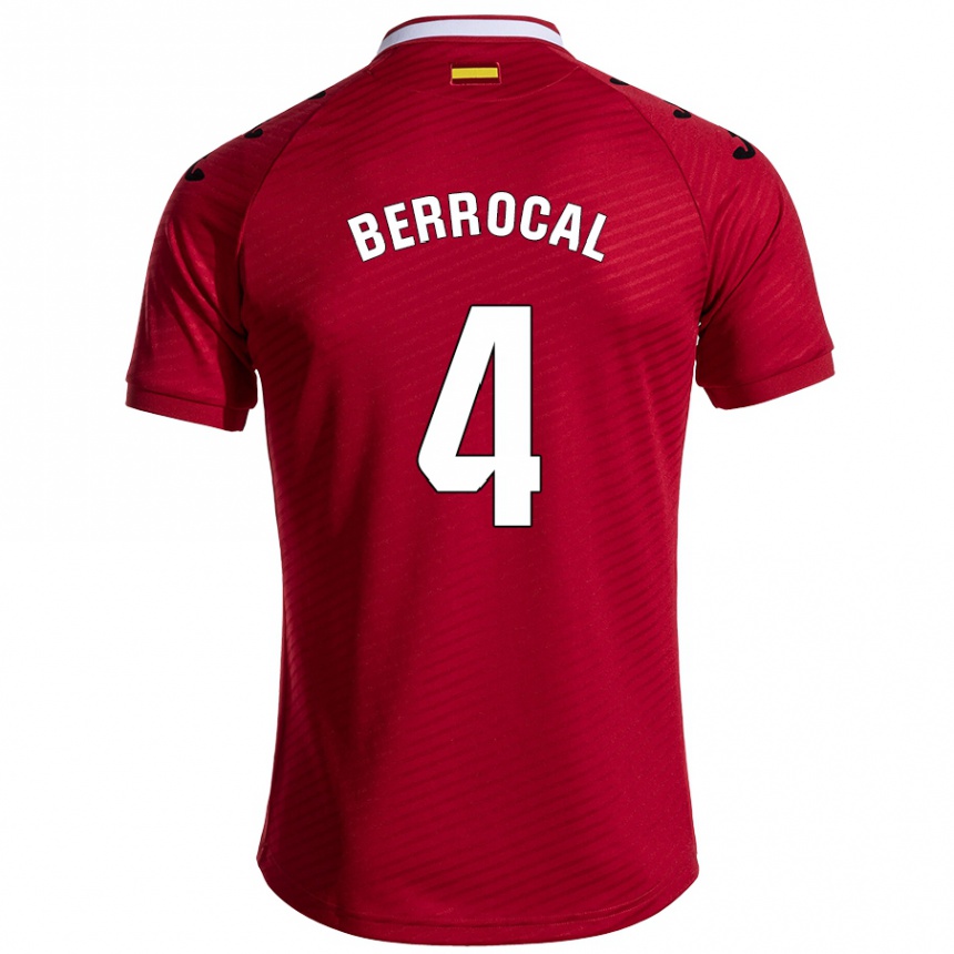 Kids Football Juan Berrocal #4 Dark Red Away Jersey 2024/25 T-Shirt Nz