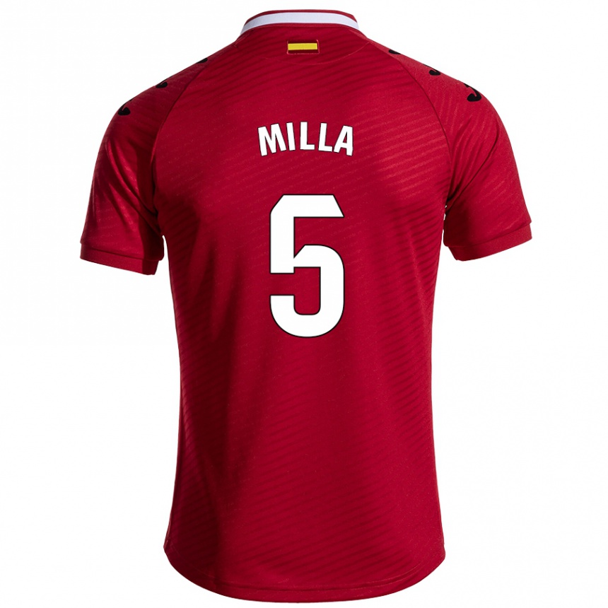 Kids Football Luis Milla #5 Dark Red Away Jersey 2024/25 T-Shirt Nz