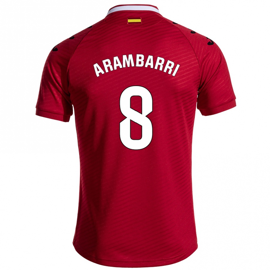 Kids Football Mauro Arambarri #8 Dark Red Away Jersey 2024/25 T-Shirt Nz