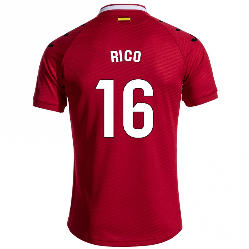 Kids Football Diego Rico #16 Dark Red Away Jersey 2024/25 T-Shirt Nz