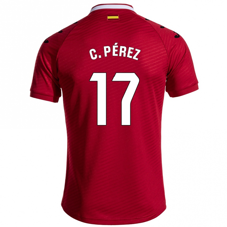 Kids Football Carles Pérez #17 Dark Red Away Jersey 2024/25 T-Shirt Nz