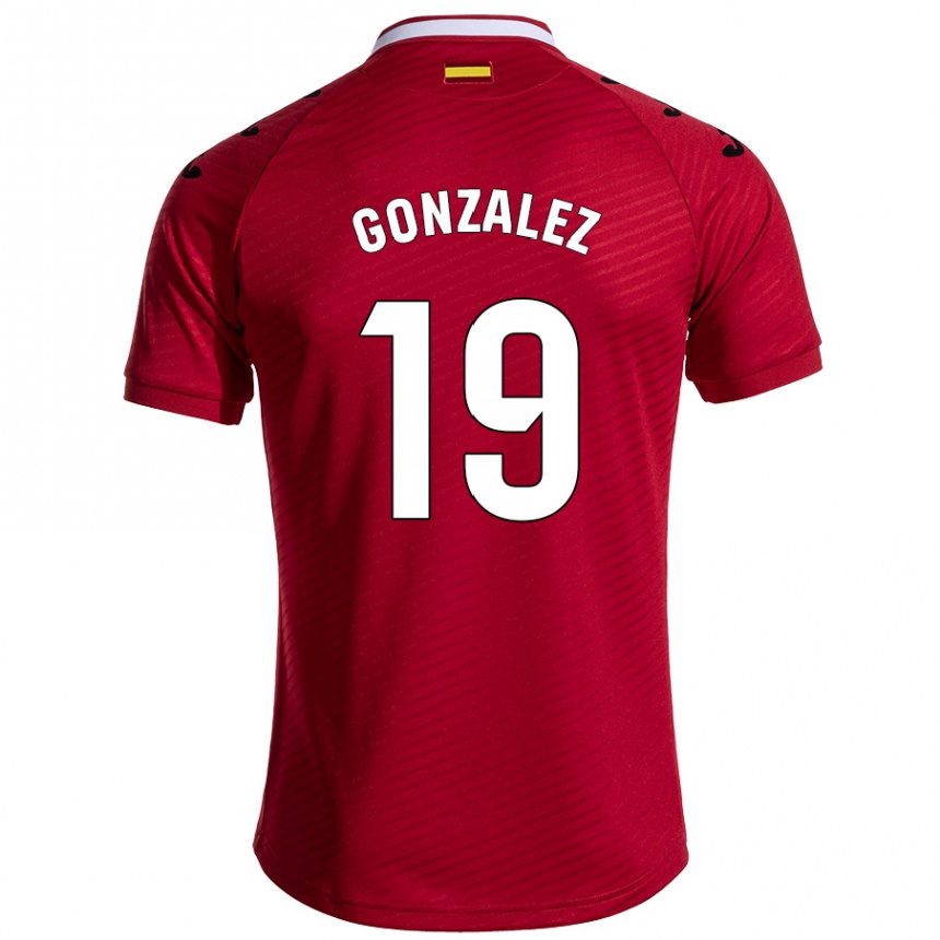 Kids Football Peter González #19 Dark Red Away Jersey 2024/25 T-Shirt Nz