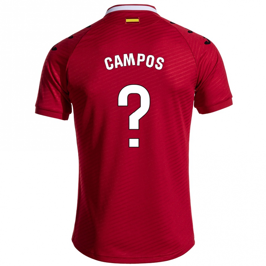 Kids Football Álex Campos #0 Dark Red Away Jersey 2024/25 T-Shirt Nz