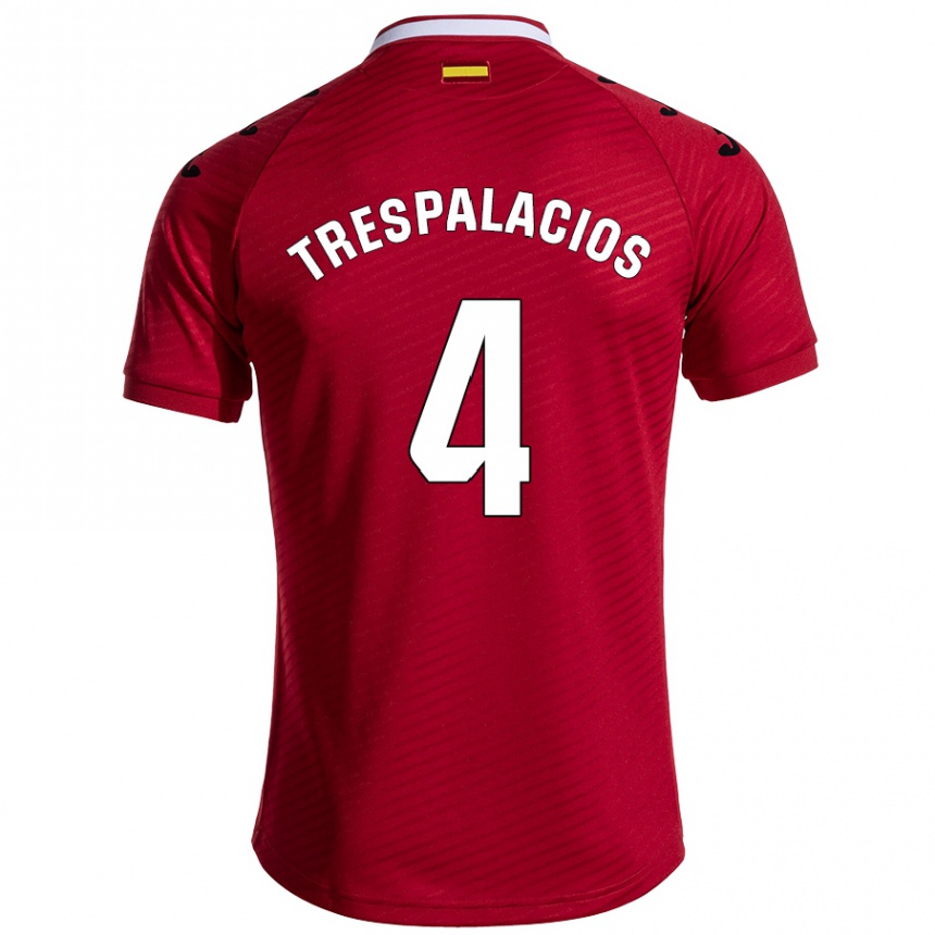 Kids Football Adrián Trespalacios #4 Dark Red Away Jersey 2024/25 T-Shirt Nz