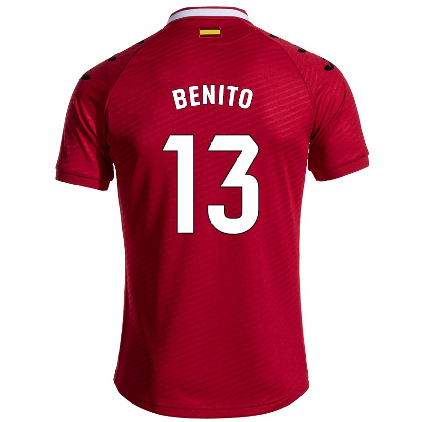 Kids Football Jorge Benito #13 Dark Red Away Jersey 2024/25 T-Shirt Nz