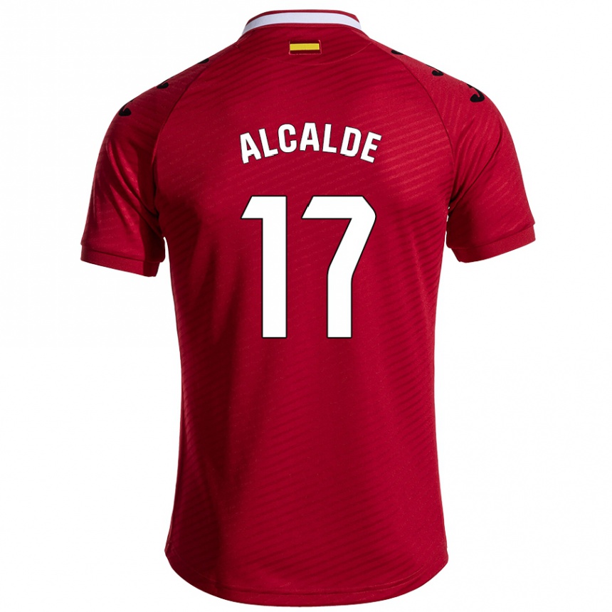 Kids Football Jacobo Alcalde #17 Dark Red Away Jersey 2024/25 T-Shirt Nz