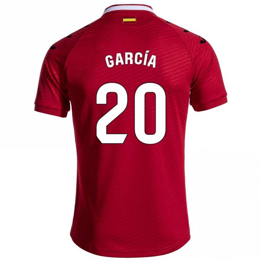 Kids Football Álex García #20 Dark Red Away Jersey 2024/25 T-Shirt Nz