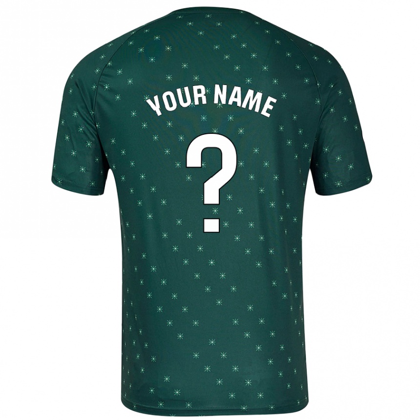 Kids Football Your Name #0 Dark Green Away Jersey 2024/25 T-Shirt Nz