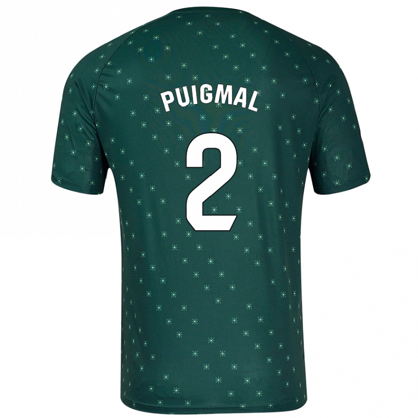 Kids Football Arnau Puigmal #2 Dark Green Away Jersey 2024/25 T-Shirt Nz