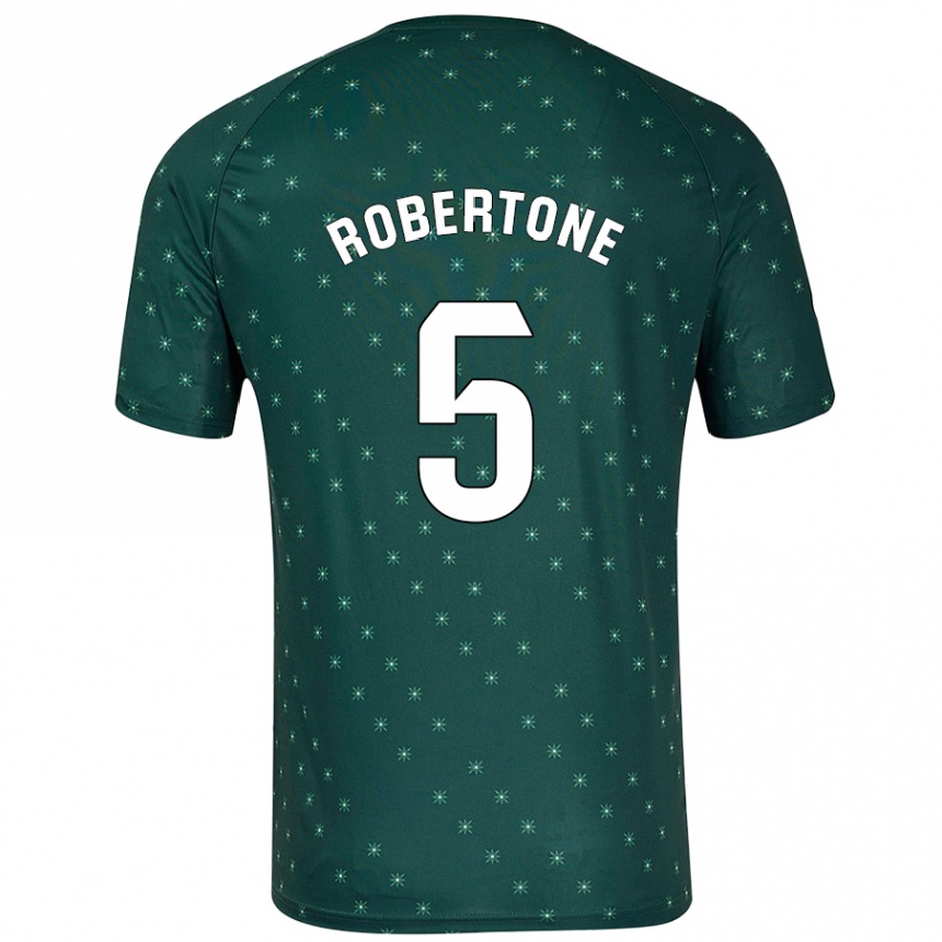 Kids Football Lucas Robertone #5 Dark Green Away Jersey 2024/25 T-Shirt Nz