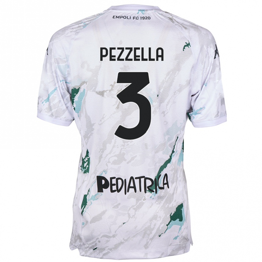 Kids Football Giuseppe Pezzella #3 Grey Away Jersey 2024/25 T-Shirt Nz